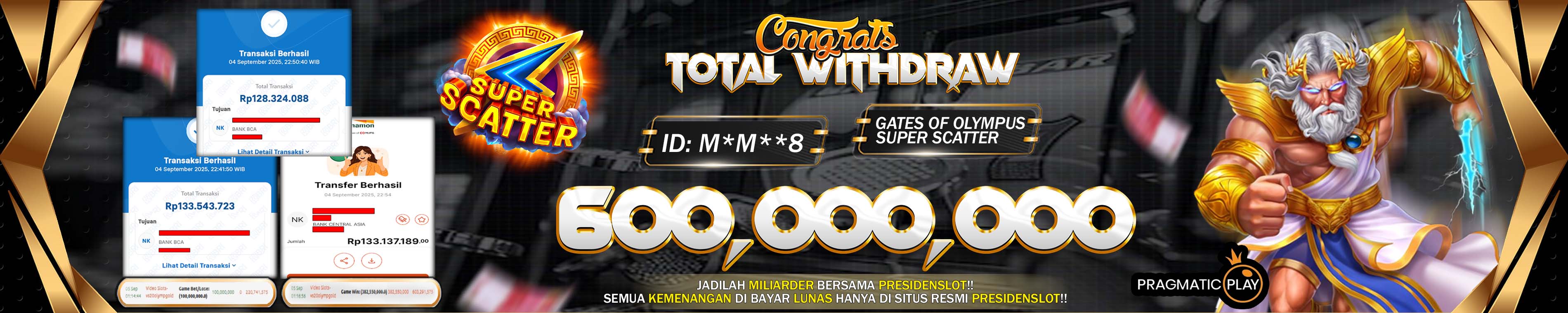 BANNER KEMENANGAN SLOT GATES OF OLYMPUS SUPER SCATTER SLIDE WEB